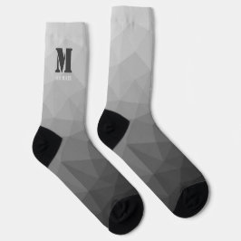 Lichtgrijze geometrische mesh monogram sokken