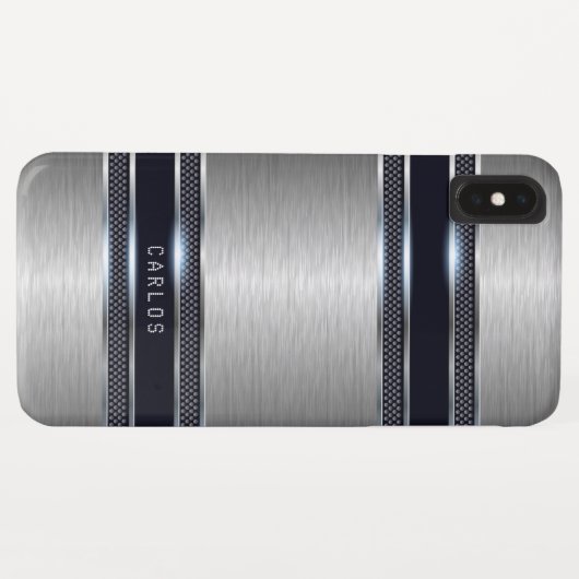 Lichtgrijze geometrische metalen achtergrond Case-Mate iPhone case (Achterkant (horizontaal))