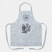 Lichtgrijze gestructureerde stof met zwart kruiden schort (Voorkant)