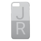 Lichtgrijze & Grijze Moderne Initialen Monogram Case-Mate iPhone Case (Achterkant)