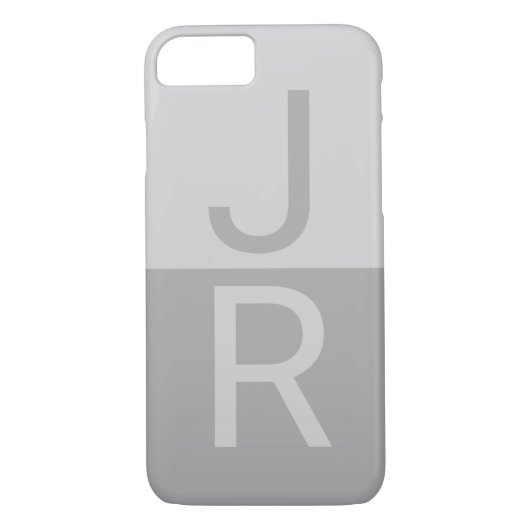 Lichtgrijze & Grijze Moderne Initialen Monogram Case-Mate iPhone Case (Achterkant)