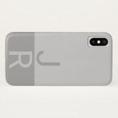 Lichtgrijze & Grijze Moderne Initialen Monogram Case-Mate iPhone Case (Achterkant (horizontaal))