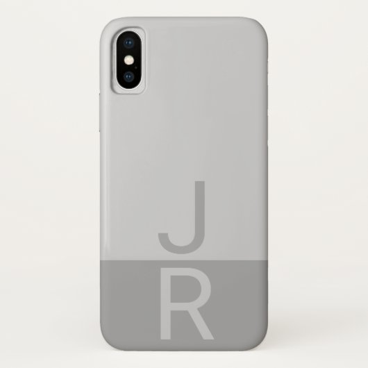 Lichtgrijze & Grijze Moderne Initialen Monogram Case-Mate iPhone Case (Achterkant)