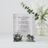 Lichtgrijze heksen thee bedankje RSVP kaartje (Staand voorkant)