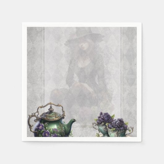 Lichtgrijze heksen thee betoverde brouwpartij serv servet (Voorkant)