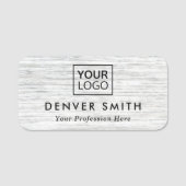 Lichtgrijze houtkorrel, opvallende naam en titel naamplaatje (Voorkant)