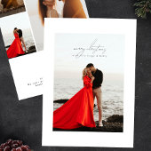 Lichtgrijze kalligrafie lijst foto Merry Christmas Feestdagenkaart