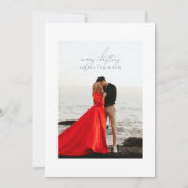 Lichtgrijze kalligrafie lijst foto Merry Christmas Feestdagenkaart (Voorkant)