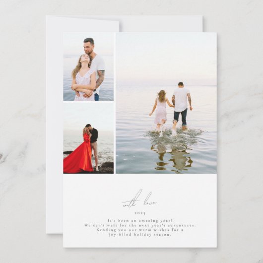 Lichtgrijze kalligrafie lijst foto Merry Christmas Feestdagenkaart (Achterkant)