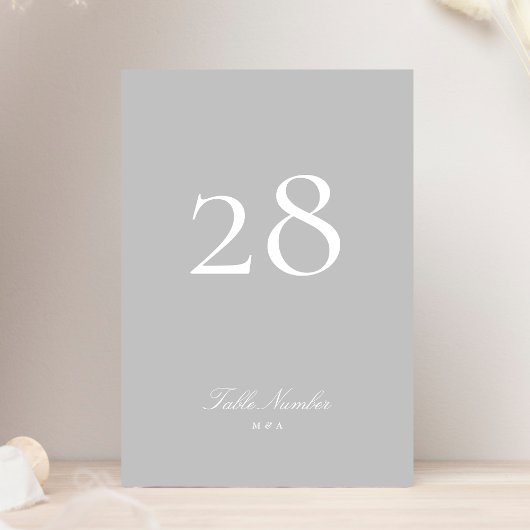 Lichtgrijze klassieke elegante kalligrafie bruilof kaart