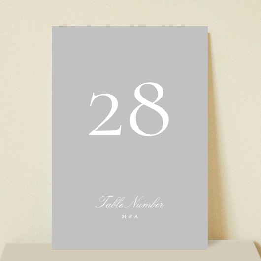 Lichtgrijze klassieke elegante kalligrafie bruilof kaart