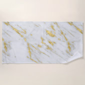 Lichtgrijze marmeren steen en gouden glitter strandlaken (Voorkant)