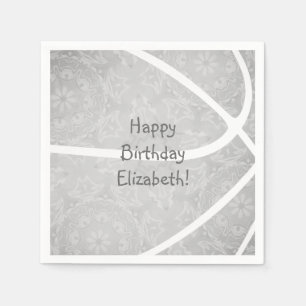 Lichtgrijze meisjes basketbalfeest servet