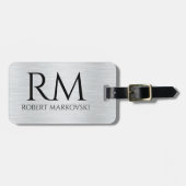 Lichtgrijze metalen textuur bagagelabel (Voorkant horizontaal)