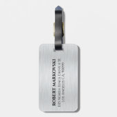 Lichtgrijze metalen textuur bagagelabel (Achterkant verticaal)