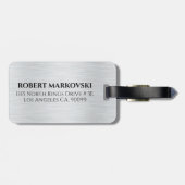 Lichtgrijze metalen textuur bagagelabel (Achterkant horizontaal)