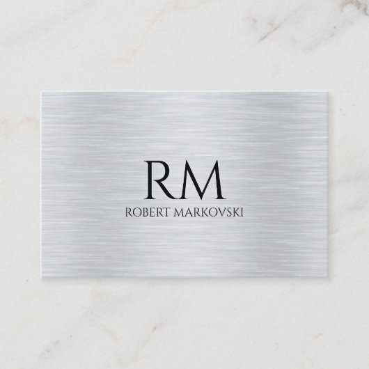 Lichtgrijze metalen textuur visitekaartje (Voorkant)