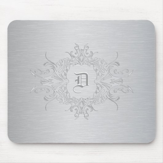 Lichtgrijze Metallic geborsteld aluminium look Muismat (Voorkant)