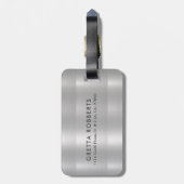 Lichtgrijze metallic textuur | Grijze typografie Bagagelabel (Achterkant verticaal)