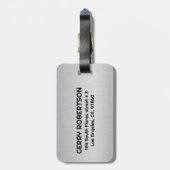 Lichtgrijze metallische tekst Aangepaste tekst Bagagelabel (Achterkant verticaal)