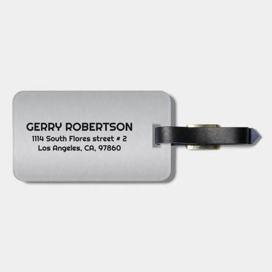 Lichtgrijze metallische tekst Aangepaste tekst Bagagelabel (Achterkant horizontaal)