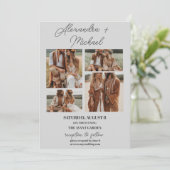 Lichtgrijze minimale overlay foto bruiloft kaart (Staand voorkant)