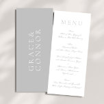Lichtgrijze minimale witte eenvoudige bruiloft menu<br><div class="desc">Lichtgrijs Minimaal Wit Eenvoudig Bruiloft Menu. Dit menu maakt deel uit van een uniek Suite and Wedding Collectie van Phrosne Ras Design.</div>