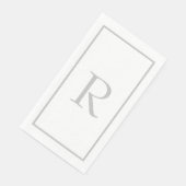 Lichtgrijze Monogram Beginletters Aangepaste Naam  Servet (Hoek)