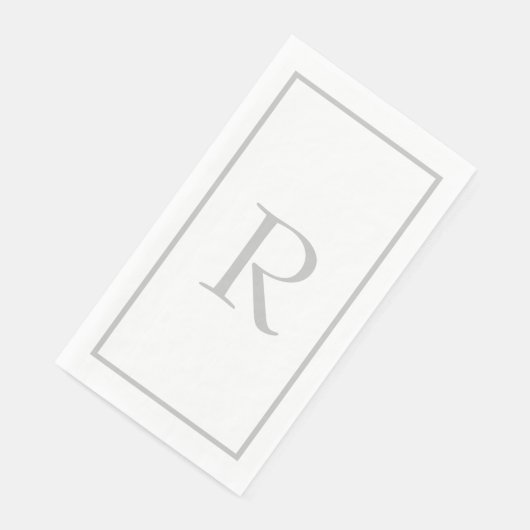 Lichtgrijze Monogram Beginletters Aangepaste Naam Servet (Hoek)