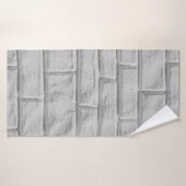 Lichtgrijze of witte bakstenen wand badhanddoek (Badhanddoek)