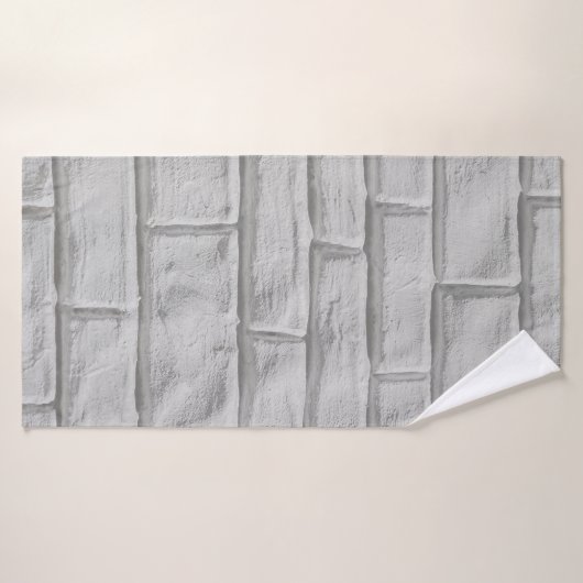 Lichtgrijze of witte bakstenen wand badhanddoek (Badhanddoek)
