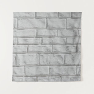 Lichtgrijze of witte bakstenen wand wandkleed