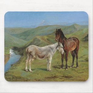 Lichtgrijze paard in een veld (paard landbouwhuisd muismat
