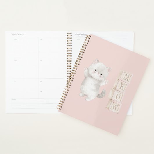 Lichtgrijze poes kat miauw planner (Display)