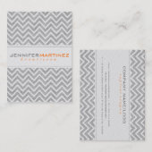 Lichtgrijze Retro Chevron Patroon Linnen Textuur 3 Visitekaartje (Voorkant / Achterkant)