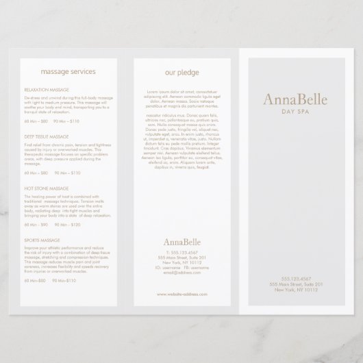 Lichtgrijze schoonheid Hair Salon Spa TriFold Broc (Voorkant)