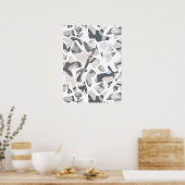 Lichtgrijze stippen Abstract gespikkeld patroon Poster (Keuken)
