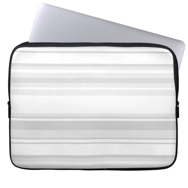 Lichtgrijze strepen laptop sleeve (Voorkant)