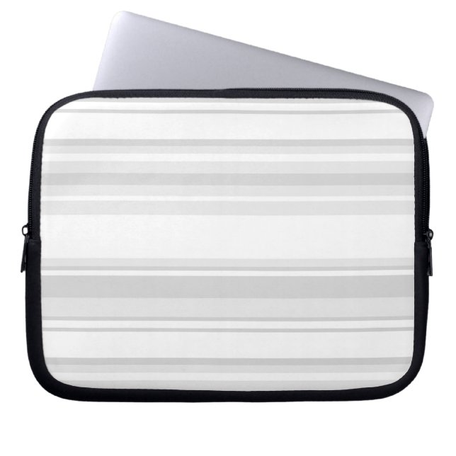 Lichtgrijze strepen laptop sleeve (Voorkant)