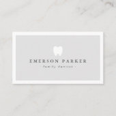 Lichtgrijze tandheelkundige logo moderne minimalis visitekaartje (Voorkant)