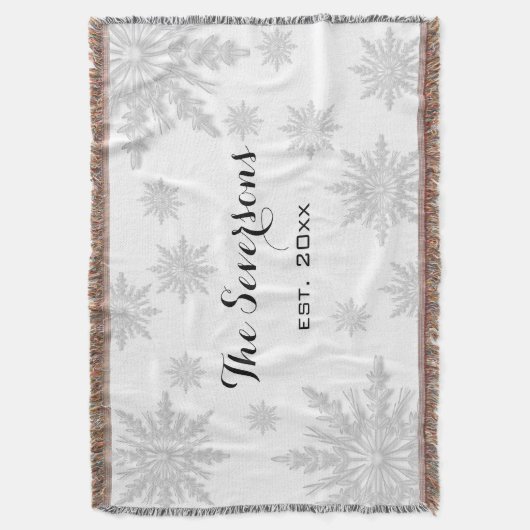 Lichtgrijze wintersneeuwvlokken deken (Voorkant Verticaal)