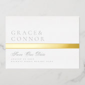 Lichtgrijze witte gouden streep foto opslaan van d folie uitnodiging (Voorkant)