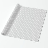 Lichtgrijze witte grote polka stippenpatroon cadeaupapier (Uitgerold)