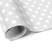 Lichtgrijze witte grote polka stippenpatroon cadeaupapier (Rol Hoek)