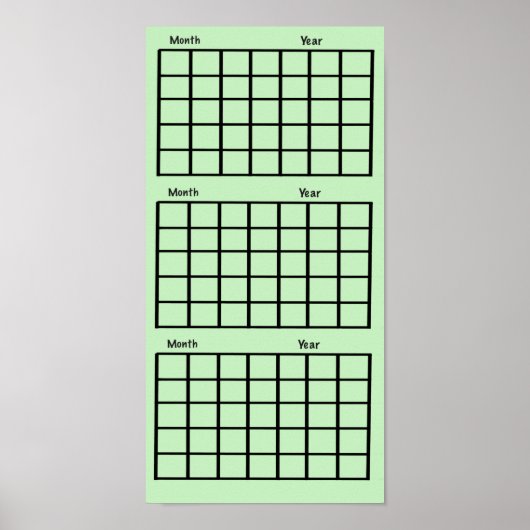 Lichtgroen 3 maanden kalender Poster (Voorkant)