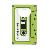 Lichtgroen audio-Cassettebandje Creditkaart Flessenopener (Voorkant)