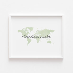 Lichtgroen avontuur wacht op landschapsprint poster