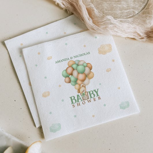 Lichtgroen Beer in het Baby shower van de heteluch Servet