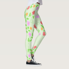 Lichtgroen bloemige Leggings