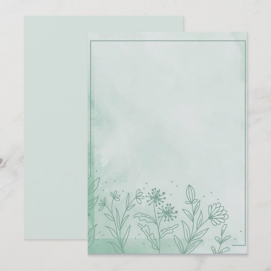 Lichtgroen bloemmotief  kaart (Voorkant / Achterkant)